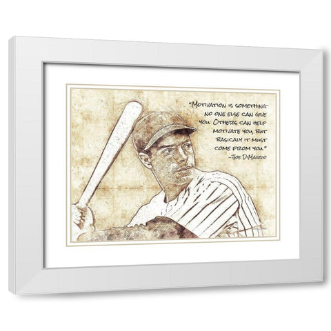 Joe DiMaggio White Modern Wood Framed Art Print with Double Matting by Ball, Susan