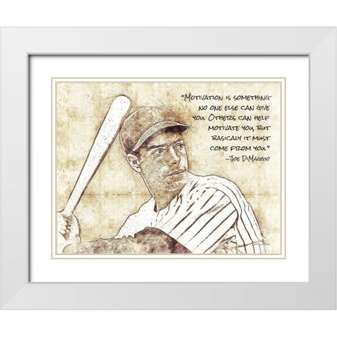 Joe DiMaggio White Modern Wood Framed Art Print with Double Matting by Ball, Susan