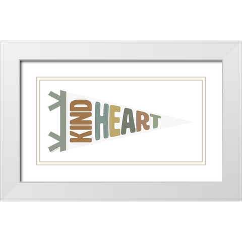 Kind Heart Pennant White Modern Wood Framed Art Print with Double Matting by Ball, Susan