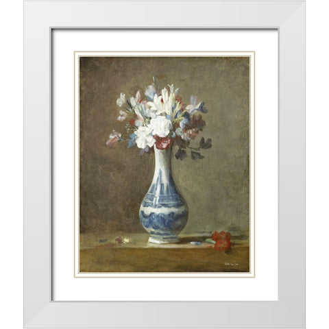 Vintage Vase White Modern Wood Framed Art Print with Double Matting by Stellar Design Studio