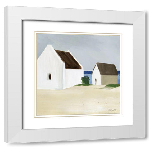 Beach Huts 2  White Modern Wood Framed Art Print with Double Matting by Stellar Design Studio