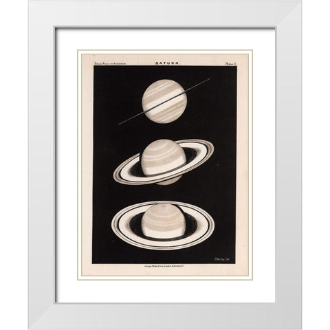 Saturn White Modern Wood Framed Art Print with Double Matting by Stellar Design Studio