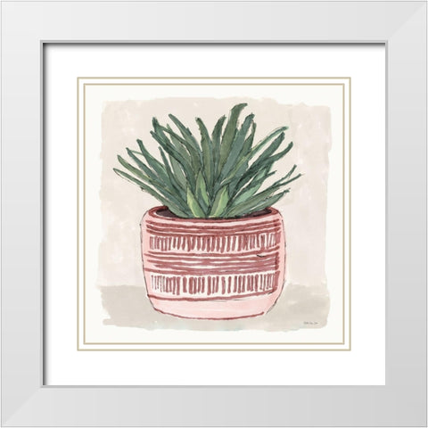 Agave 1 White Modern Wood Framed Art Print with Double Matting by Stellar Design Studio