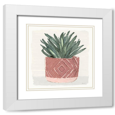 Agave 2 White Modern Wood Framed Art Print with Double Matting by Stellar Design Studio