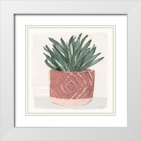 Agave 2 White Modern Wood Framed Art Print with Double Matting by Stellar Design Studio