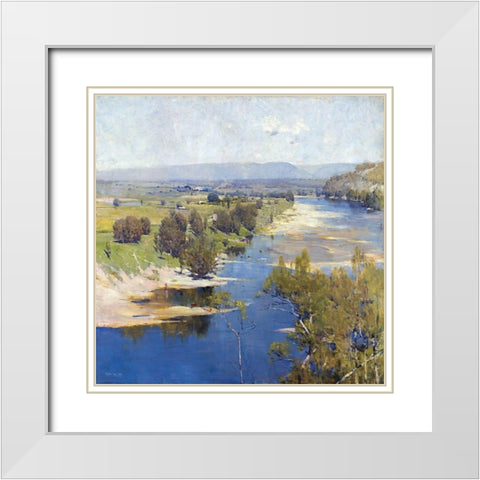 Arthur Streeton - Cremorne Pastoral White Modern Wood Framed Art Print with Double Matting by Stellar Design Studio
