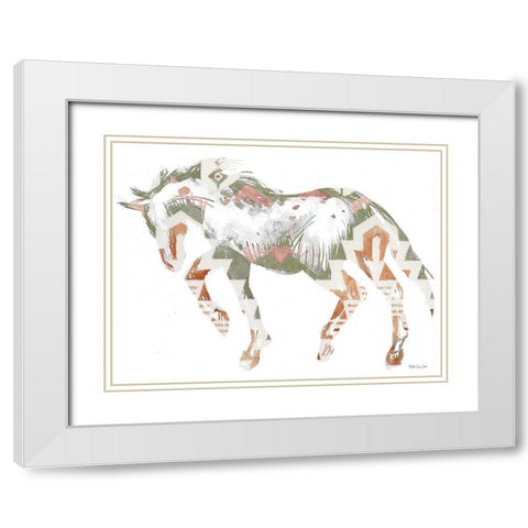 Navajo Horse 2 White Modern Wood Framed Art Print with Double Matting by Stellar Design Studio