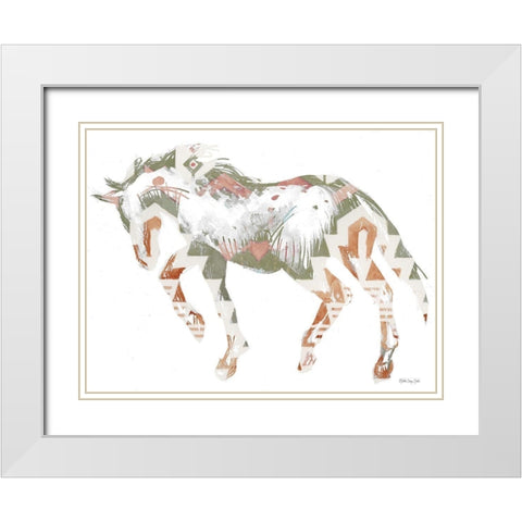 Navajo Horse 2 White Modern Wood Framed Art Print with Double Matting by Stellar Design Studio