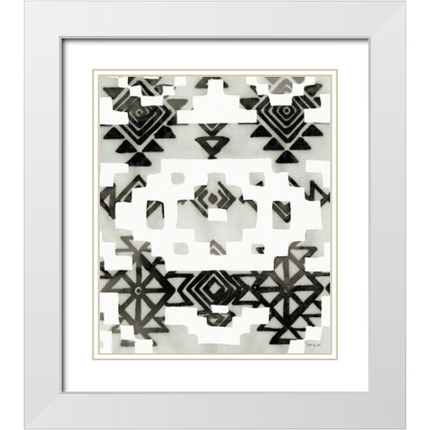 Tribal Print White Modern Wood Framed Art Print with Double Matting by Stellar Design Studio