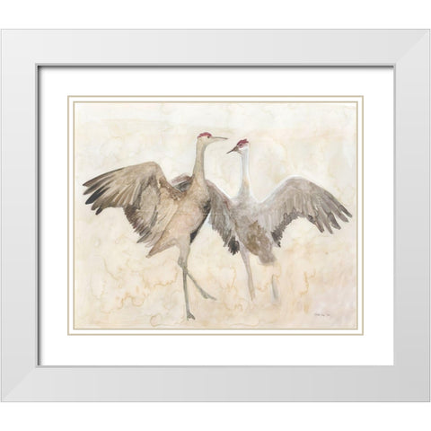 Sandhill Cranes 1 White Modern Wood Framed Art Print with Double Matting by Stellar Design Studio