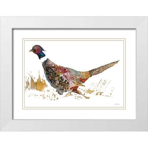 Pheasant 2 White Modern Wood Framed Art Print with Double Matting by Stellar Design Studio
