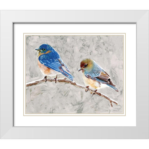 Eastern Bluebirds 1 White Modern Wood Framed Art Print with Double Matting by Stellar Design Studio