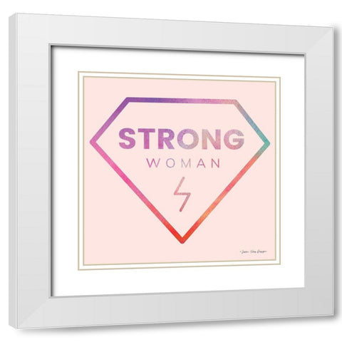 Strong Woman White Modern Wood Framed Art Print with Double Matting by Seven Trees Design