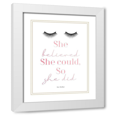 She Believed White Modern Wood Framed Art Print with Double Matting by Seven Trees Design