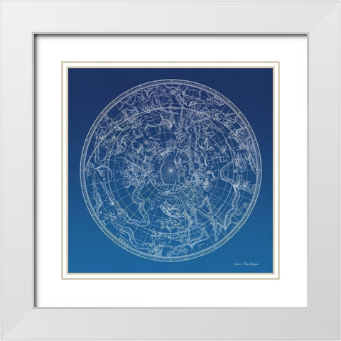 Constellations Map I White Modern Wood Framed Art Print with Double Matting by Seven Trees Design