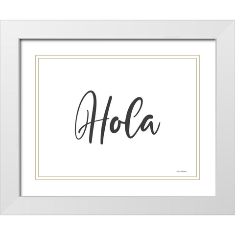 Spanish Hello White Modern Wood Framed Art Print with Double Matting by Stellar Design Studio