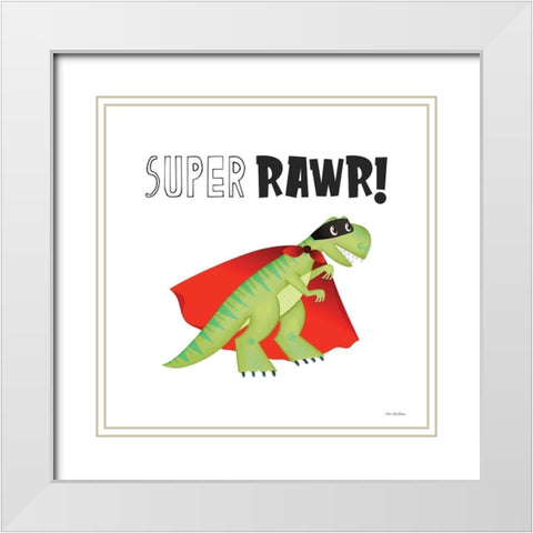 Super Rawr! White Modern Wood Framed Art Print with Double Matting by Seven Trees Design