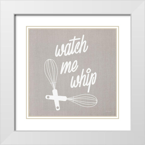 Watch Me Whip White Modern Wood Framed Art Print with Double Matting by Stellar Design Studio