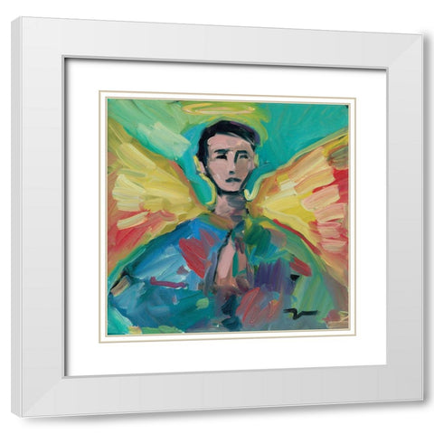 The Little Angel White Modern Wood Framed Art Print with Double Matting by Trujillo, Jose