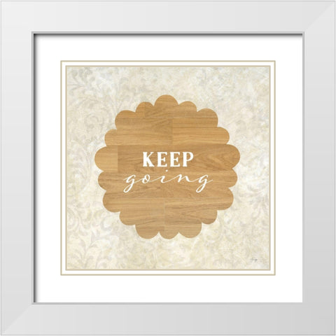 Keep Going White Modern Wood Framed Art Print with Double Matting by Yass Naffas Designs