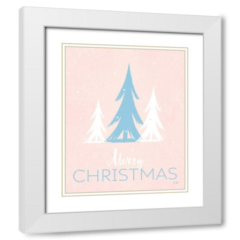 Merry Christmas White Modern Wood Framed Art Print with Double Matting by Yass Naffas Designs