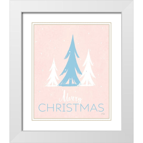 Merry Christmas White Modern Wood Framed Art Print with Double Matting by Yass Naffas Designs