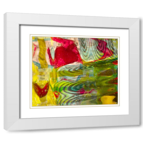 Yellow-green and red abstract White Modern Wood Framed Art Print with Double Matting by Jaynes Gallery