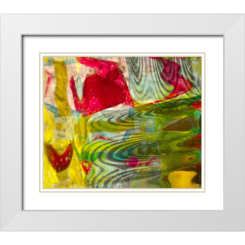Yellow-green and red abstract White Modern Wood Framed Art Print with Double Matting by Jaynes Gallery