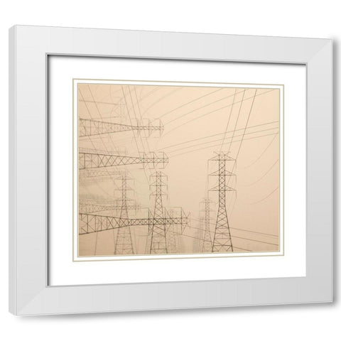 Power lines and towers abstract White Modern Wood Framed Art Print with Double Matting by Jaynes Gallery