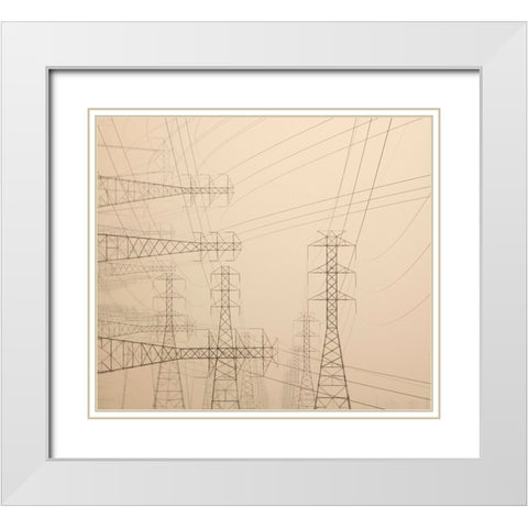 Power lines and towers abstract White Modern Wood Framed Art Print with Double Matting by Jaynes Gallery
