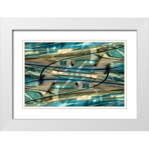 Turquoise-black and bronze metallic abstract White Modern Wood Framed Art Print with Double Matting by Jaynes Gallery