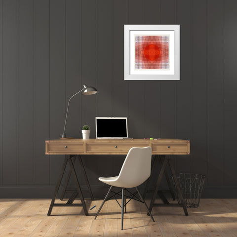 Orange and white quilt-like abstract White Modern Wood Framed Art Print with Double Matting by Jaynes Gallery