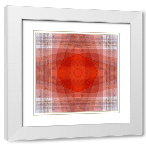 Orange and white quilt-like abstract White Modern Wood Framed Art Print with Double Matting by Jaynes Gallery
