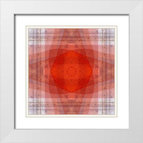 Orange and white quilt-like abstract White Modern Wood Framed Art Print with Double Matting by Jaynes Gallery