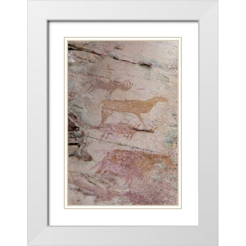 Africa, Botswana, Tsodilo Hills Bushman rock art White Modern Wood Framed Art Print with Double Matting by Kaveney, Wendy