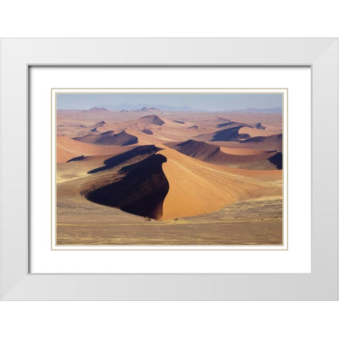 Namibia, Namib-Naukluft Park Sweeping sand dunes White Modern Wood Framed Art Print with Double Matting by Kaveney, Wendy