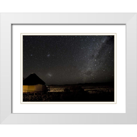 Namibia, Namib-Naukluft Park, Milky Way over Hut White Modern Wood Framed Art Print with Double Matting by Kaveney, Wendy