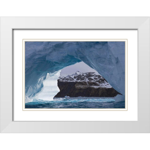 South Georgia Island, Iris Bay Iceberg arch White Modern Wood Framed Art Print with Double Matting by Paulson, Don