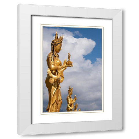 Bhutan-Thimphu Kuensel Phodrang-aka Buddha Point-Golden Bodhisattva statues White Modern Wood Framed Art Print with Double Matting by Hopkins, Cindy Miller