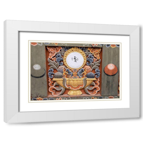 Bhutan-Punakha Dzong Traditional hand painted and carved wooden architectural detail White Modern Wood Framed Art Print with Double Matting by Hopkins, Cindy Miller