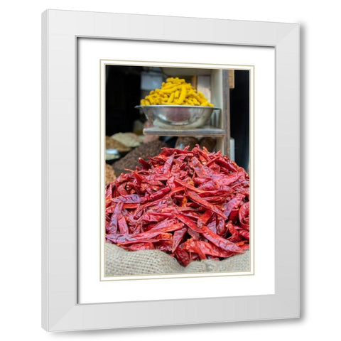 India-Delhi-Old Delhi Old Delhi street market White Modern Wood Framed Art Print with Double Matting by Hopkins, Cindy Miller