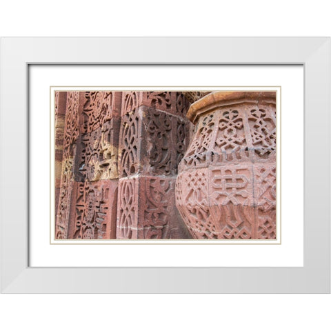 India-Delhi Qutub Minar-circa 1193-one of earliest known samples of Islamic architecture  White Modern Wood Framed Art Print with Double Matting by Hopkins, Cindy Miller
