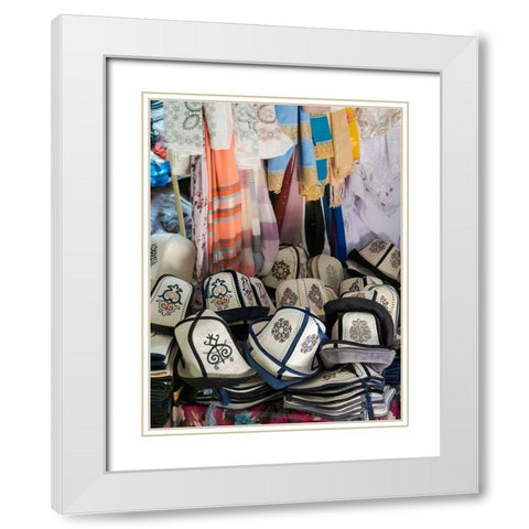 Kalpak (Al-Kalpak)-the traditional felt hat of Kyrgyzstan Jayma Bazaar-one of the greatest tradition White Modern Wood Framed Art Print with Double Matting by Zwick, Martin