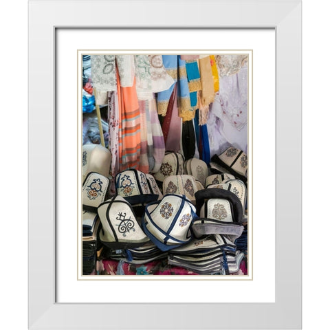 Kalpak (Al-Kalpak)-the traditional felt hat of Kyrgyzstan Jayma Bazaar-one of the greatest tradition White Modern Wood Framed Art Print with Double Matting by Zwick, Martin