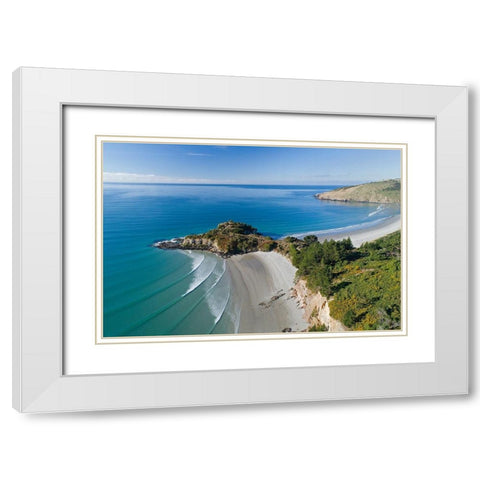 Mapoutahi-Historic Maori Pa Site-Goat Island-Purakanui Bay-north of Dunedin White Modern Wood Framed Art Print with Double Matting by Wall, David