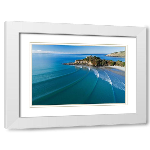 Mapoutahi-Historic Maori Pa Site-Goat Island-Purakanui Bay-north of Dunedin White Modern Wood Framed Art Print with Double Matting by Wall, David