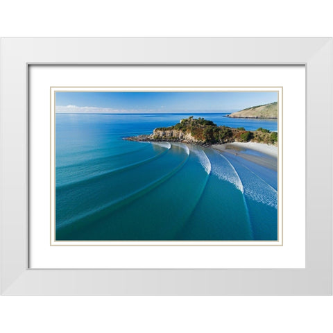 Mapoutahi-Historic Maori Pa Site-Goat Island-Purakanui Bay-north of Dunedin White Modern Wood Framed Art Print with Double Matting by Wall, David