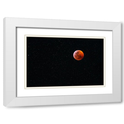 Total blood moon eclipse seen from Big Island-Hawaii White Modern Wood Framed Art Print with Double Matting by Miglavs, Janis