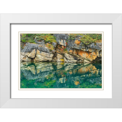 Canada-Alberta-Jasper National Park Reflection of rocks in Horseshoe Lake White Modern Wood Framed Art Print with Double Matting by Jaynes Gallery