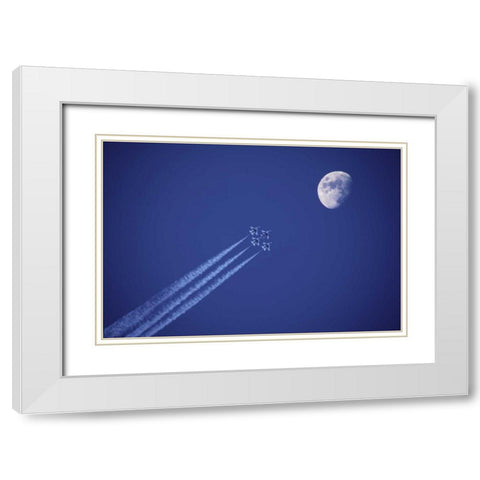 Canada, BC Four fighter jets fly in formation White Modern Wood Framed Art Print with Double Matting by Satushek, Steve